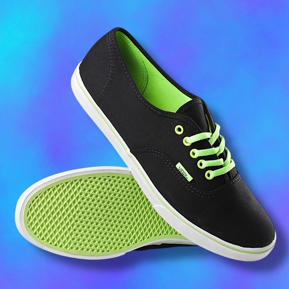 Vans Black with Neon Green Accents Shoes - Picture 6 of 10